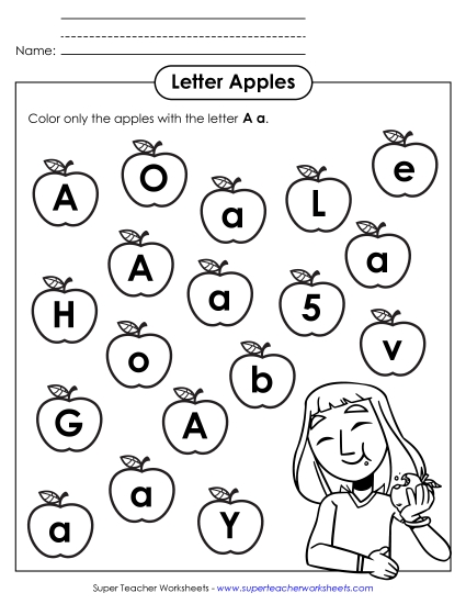 Letter Recognition - Letter A a Recognition - Apples