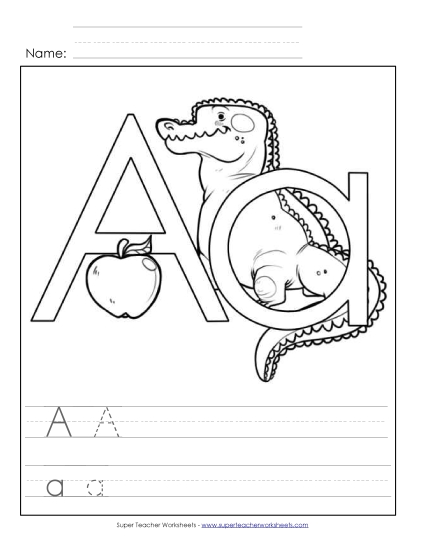 Trace and Print - Letter A - Color and Write Trace and Print - Letter A - Color and Write