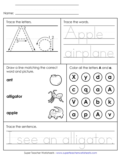Letter A: Mixed Skills - Letter A - Mixed Skills (Intermediate)
