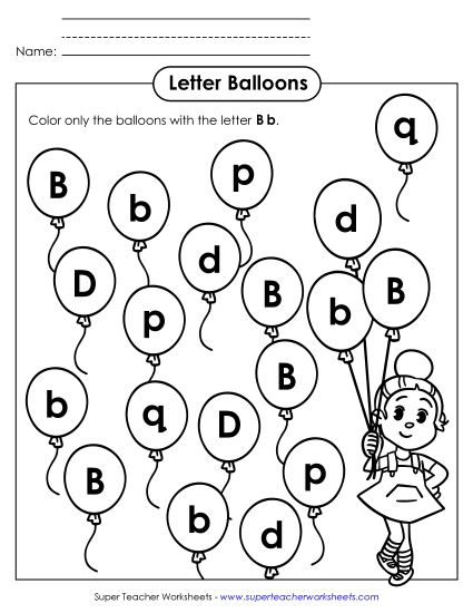 Letter Recognition - Letter B b Recognition - Balloons