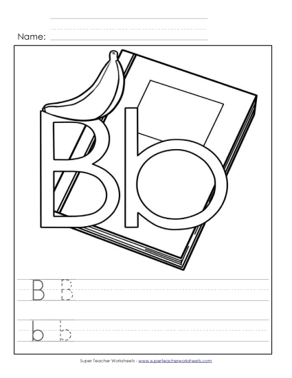 Trace and Print - Letter B - Color and Write
