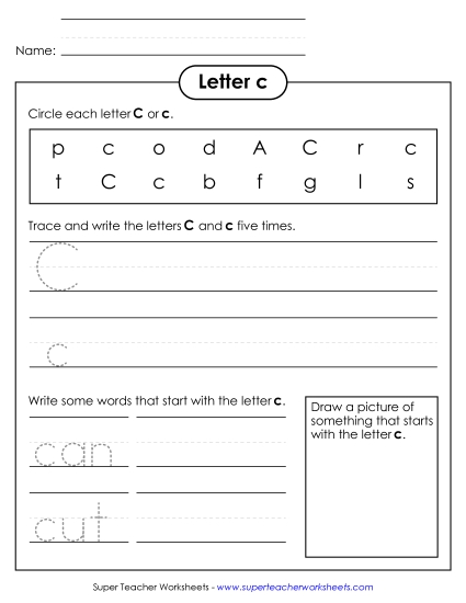 Worksheets - Letter C c - Practice Sheet Worksheets - Letter C c - Practice Sheet