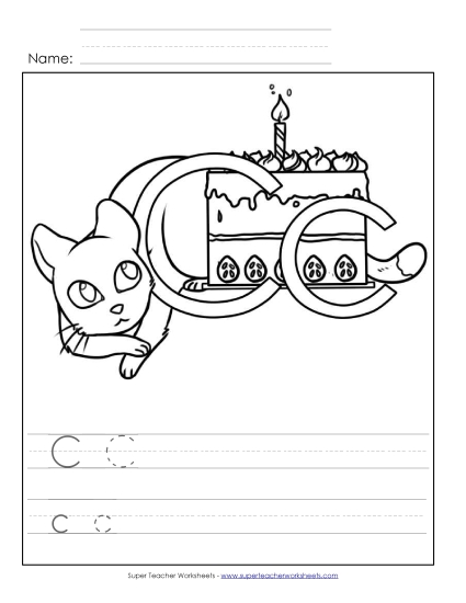 Trace and Print - Letter C - Color and Write