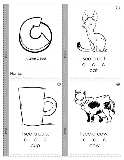 Worksheets - Letter C Mini-Book
