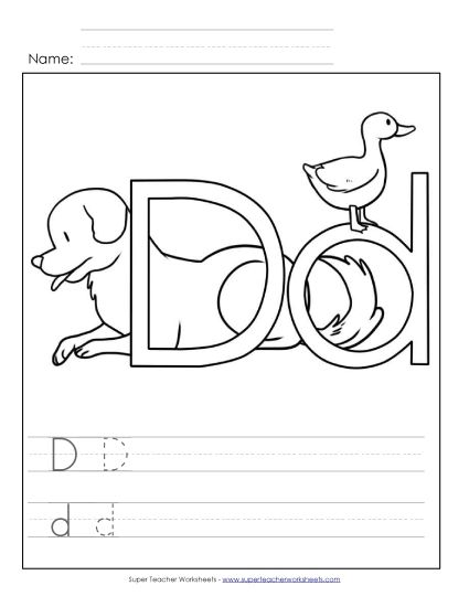Sample Worksheet Images - Letter D: Color-and-Write Sample Worksheet Images - Letter D: Color-and-Write