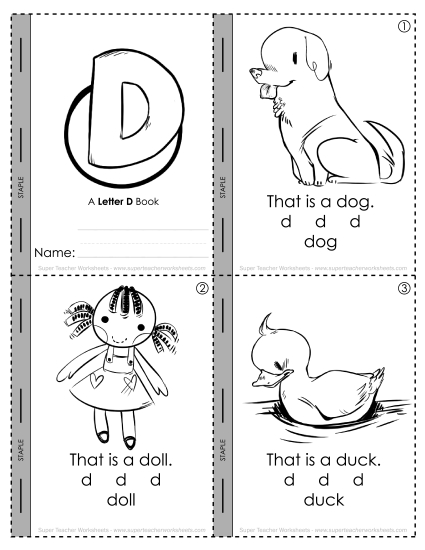 Worksheets - Letter D Mini-Book Worksheets - Letter D Mini-Book