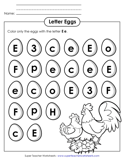 Letter Recognition - Letter E e Recognition - Eggs
