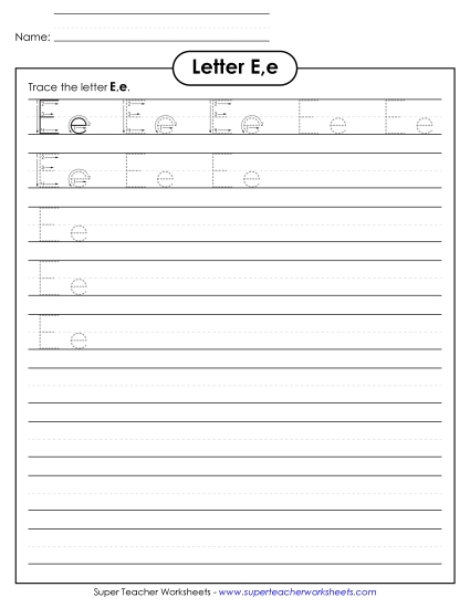 Trace and Print - Letter E, e - Tracing (Smaller Font Size) Trace and Print - Letter E, e - Tracing (Smaller Font Size)
