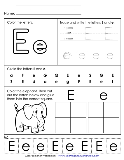 Letter E: Mixed Skills - Letter E - Mixed Skills (Basic)