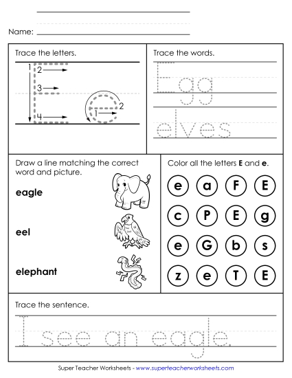 Letter E: Mixed Skills - Letter E - Mixed Skills (Intermediate)
