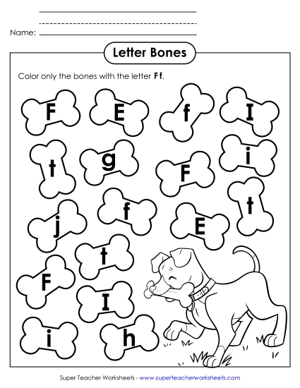 Letter Recognition - Letter F f Recognition - Dog Bones