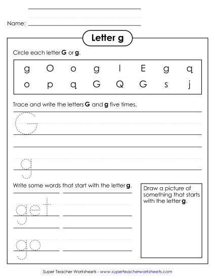 Sample Worksheet Images - Letter G g - Practice Sheet Sample Worksheet Images - Letter G g - Practice Sheet