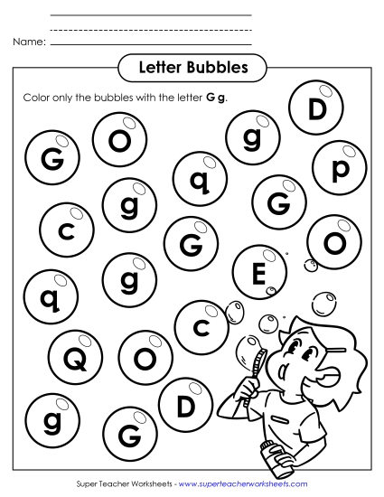 Letter Recognition - Letter G g Recognition - Bubbles Letter Recognition - Letter G g Recognition - Bubbles