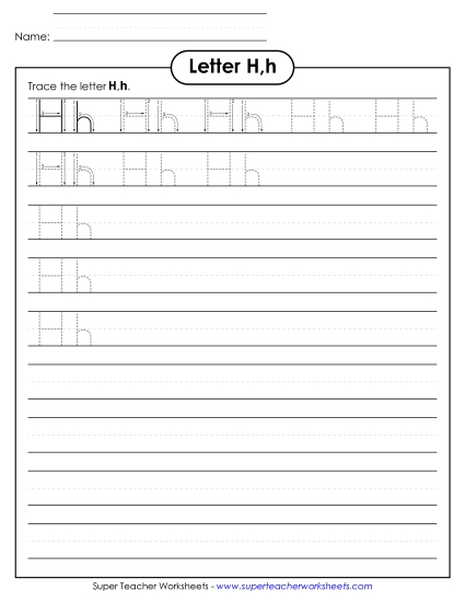 Trace and Print - Letter H, h - Tracing (Smaller Font Size) Trace and Print - Letter H, h - Tracing (Smaller Font Size)