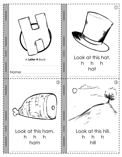 Worksheets - Letter H Mini-Book