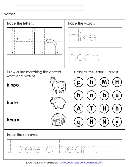 Letter H: Mixed Skills - Letter H - Mixed Skills (Intermediate)