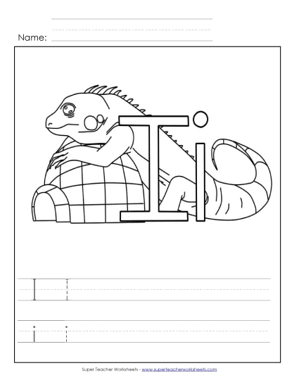 Trace and Print - Letter I - Color and Write