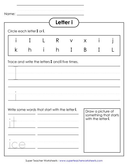 Sample Worksheet Images - Letter I i - Practice Sheet Sample Worksheet Images - Letter I i - Practice Sheet