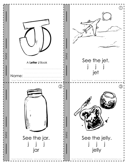 Worksheets - Letter J Mini-Book Worksheets - Letter J Mini-Book