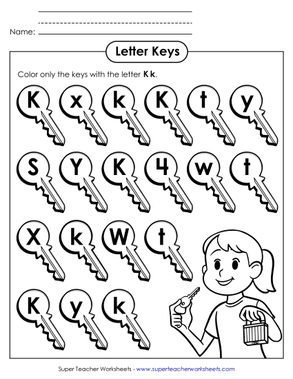 Letter Recognition - Letter K k Recognition - Keys
