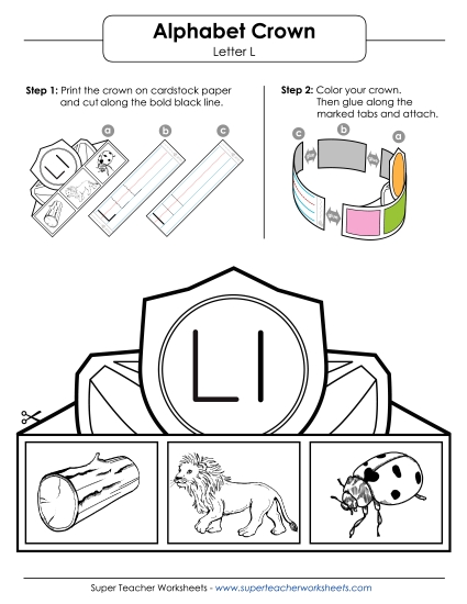 Trace and Print - Letter L - Crown
