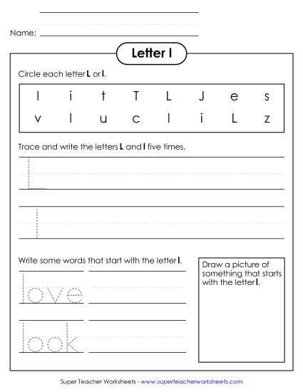 Sample Worksheet Images - Letter L l - Practice Sheet Sample Worksheet Images - Letter L l - Practice Sheet