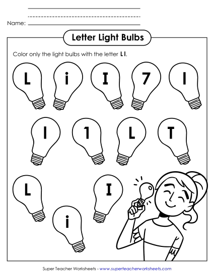 Letter Recognition - Letter L l Recognition - Light Bulbs