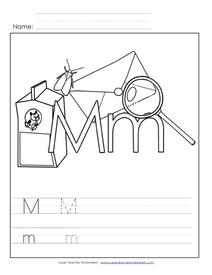 Trace and Print - Letter M - Color and Write Trace and Print - Letter M - Color and Write