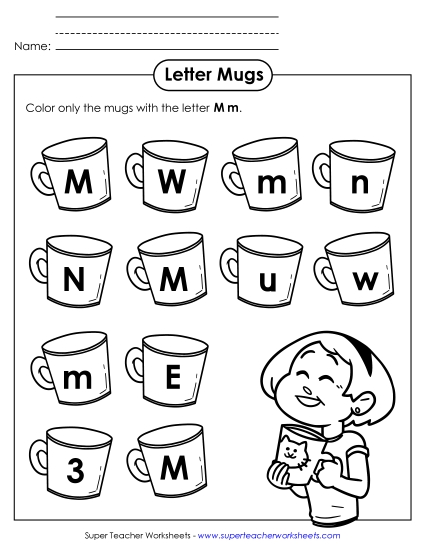 Letter Recognition - Letter M m Recognition - Mugs