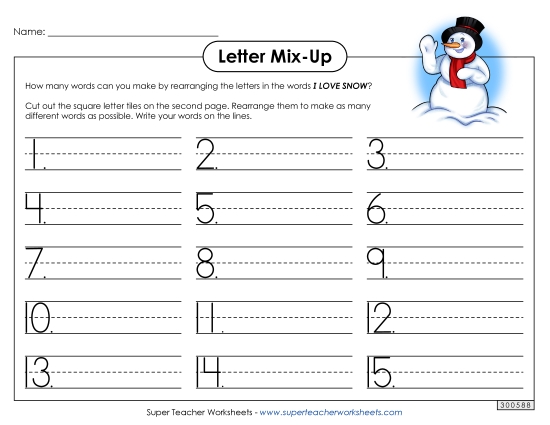 Puzzles - Letter Mix Up: I Love Snow (Primary) Puzzles - Letter Mix Up: I Love Snow (Primary)