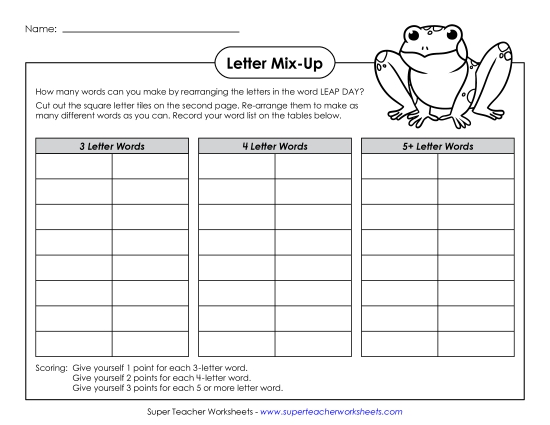 Word Puzzles - Letter Mix-Up (Intermediate)
