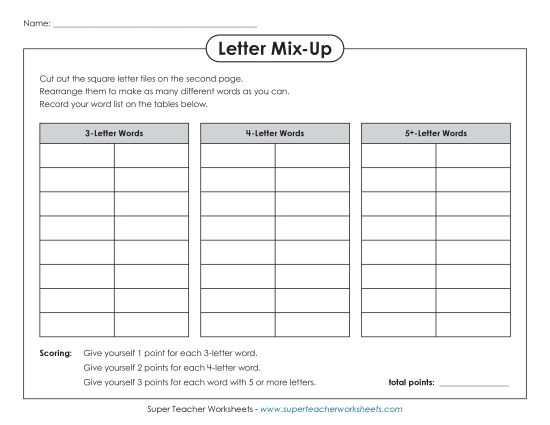 Letter Mix-Up - Letter Mix-Up (Intermediate) Letter Mix-Up - Letter Mix-Up (Intermediate)