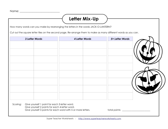 Classroom Games - Letter Mix-up: Jack-o-Lantern (Intermediate) Classroom Games - Letter Mix-up: Jack-o-Lantern (Intermediate)