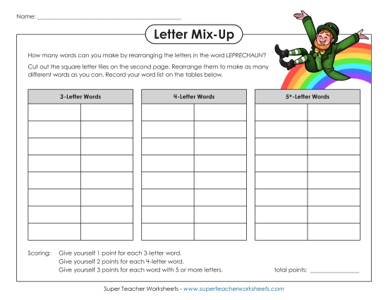 Puzzles & Games - Letter Mix Up: Leprechaun (Intermediate) Puzzles & Games - Letter Mix Up: Leprechaun (Intermediate)