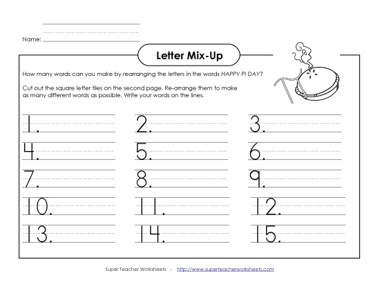 Letter Mix Up: Pi Day (Primary)