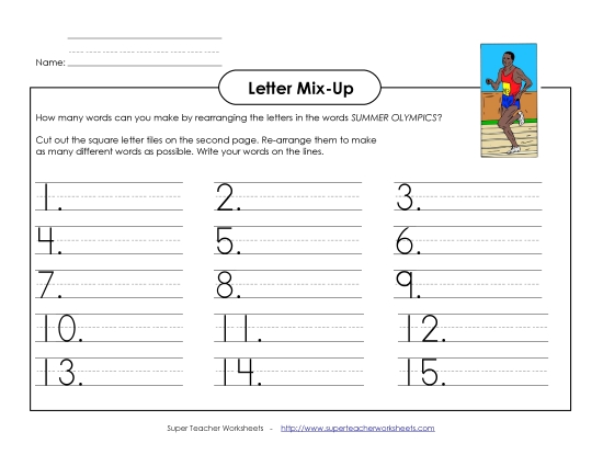 Letter Mix-Up Activities - Letter Mix-Up: Summer Olympics (Primary)
