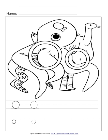 Trace and Print - Letter O - Color and Write