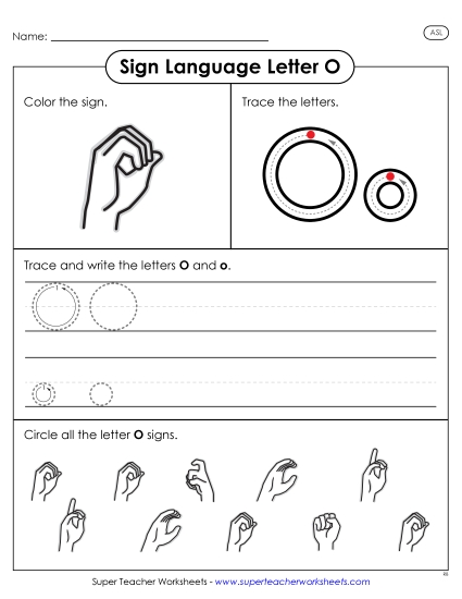 Individual Letter Worksheets - Letter O Sign (Printable PDF Worksheet)