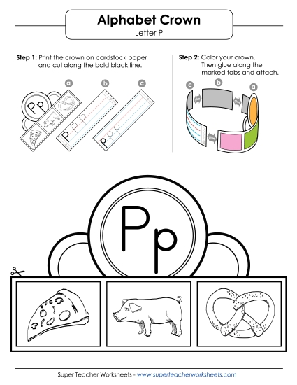 Trace and Print - Letter P - Crown