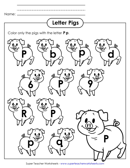 Letter Recognition - Letter P p Recognition - Pigs