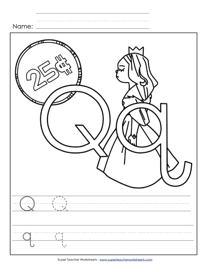 Trace and Print - Letter Q - Color and Write (Curly Q) Trace and Print - Letter Q - Color and Write (Curly Q)