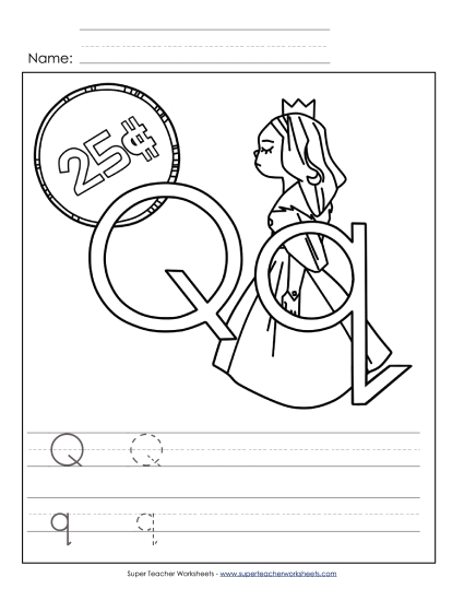 Trace and Print - Letter Q - Color and Write (Pointed Q) Trace and Print - Letter Q - Color and Write (Pointed Q)