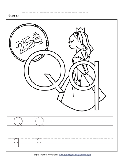 Trace and Print - Letter Q - Color and Write (Straight Q) Trace and Print - Letter Q - Color and Write (Straight Q)