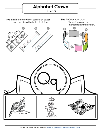 Trace and Print - Letter Q - Crown Trace and Print - Letter Q - Crown