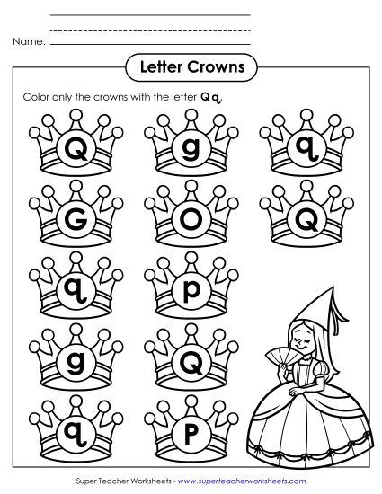 Trace and Print - Letter Q q Recognition - Queen & Crowns (Curly Q) Trace and Print - Letter Q q Recognition - Queen & Crowns (Curly Q)