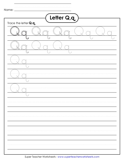 Trace and Print - Letter Q, q - Tracing (Smaller Font Size) Trace and Print - Letter Q, q - Tracing (Smaller Font Size)