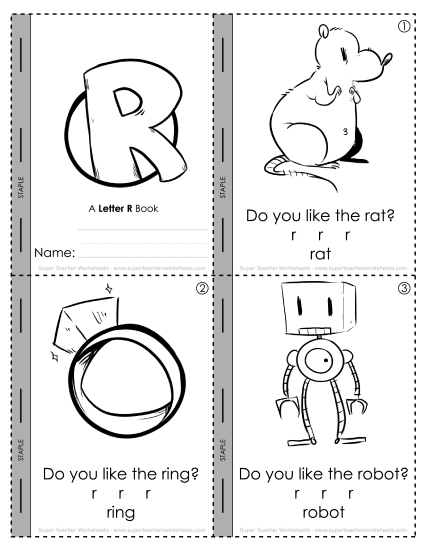 Worksheets - Letter R Mini-Book