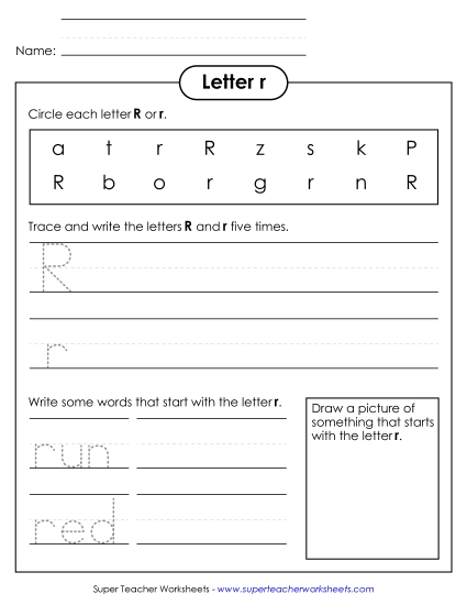 Worksheets - Letter R r - Practice Sheet