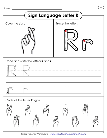 Individual Letter Worksheets - Letter R Sign (Printable PDF Worksheet)