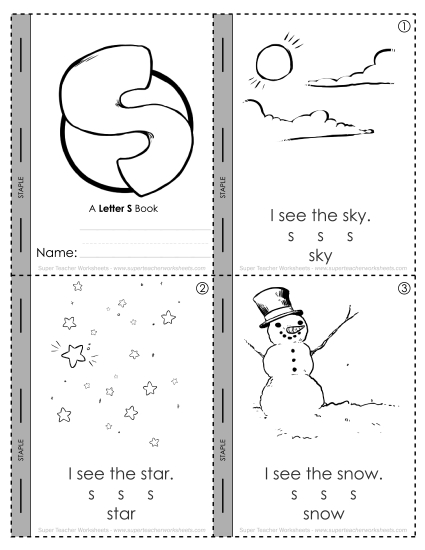 Worksheets - Letter S Mini-Book Worksheets - Letter S Mini-Book